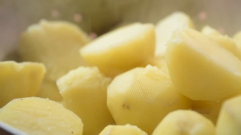 Potatoes Steaming In a Colander - Close Up Natural Light