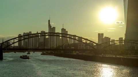 Time lapse of Frankfurt. Shot from the east end. 
On the right side you can see the european Central Bank 