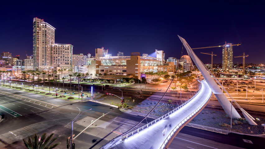 San Diego, California, USA downtown skyline time lapse.