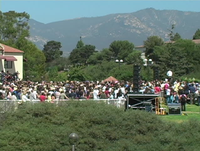 Barack Obama giving a speech at a rally in Santa Barbara, California.