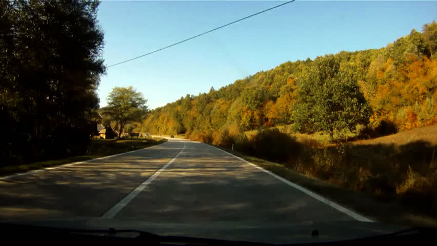 Car driving thru landscape time lapse