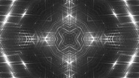 VJ Fractal silver kaleidoscopic background. Background grey motion with fractal design. Disco spectrum lights concert spot bulb. Light Tunnel.
