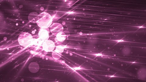 Moving gloss particles on pink background. Flood lights disco background with rays and particles. Beautiful disco background. Seamless loop.