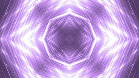 VJ Fractal violet kaleidoscopic background. Background motion with fractal design on black background. Disco spectrum lights concert spot bulb. Light Tunnel. Seamless loop.