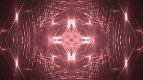 VJ Fractal red kaleidoscopic background. Background motion with fractal design on black background. Disco spectrum lights concert spot bulb. Light Tunnel. Seamless loop.