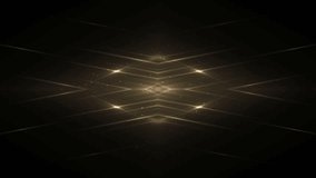 VJ Fractal gold kaleidoscopic background. Background motion with fractal design on black background. Disco spectrum lights concert spot bulb. Light Tunnel. Seamless loop.