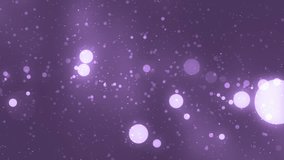 Abstract lights bokeh violet background. Moving gloss particles background. Soft beautiful backgrounds. Seamless loop.