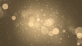 Abstract lights bokeh gold background. Moving gloss particles background. Soft beautiful backgrounds. Seamless loop.
