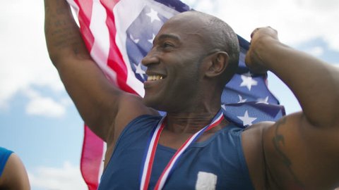 4K USA athletics team (disabled & able bodied) celebrate a victory