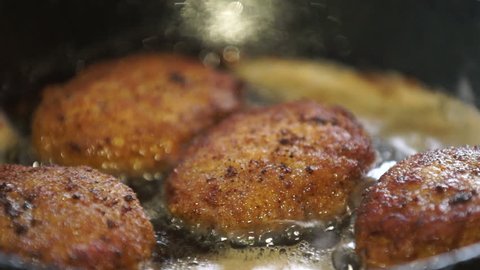 Frying pan cutlets are fried.