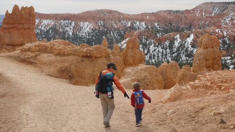 A family hiking in beautiful Bryce Canyon National Park in Southern Utah