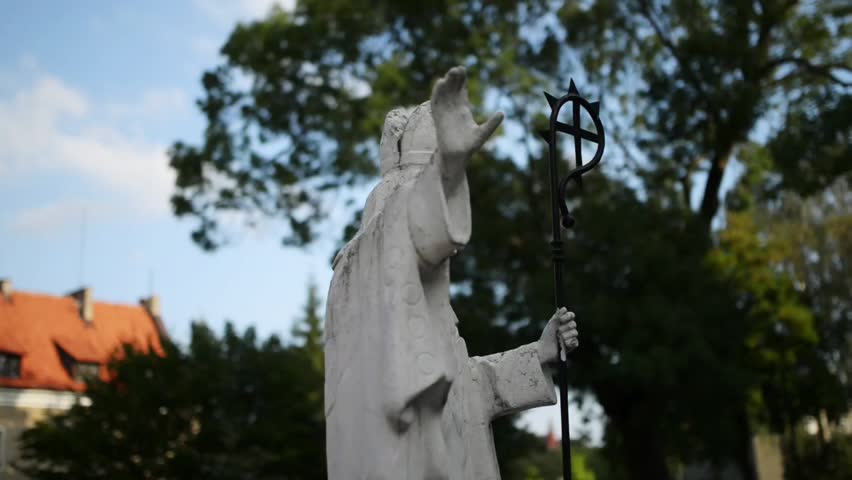 Monument St. Adalbert (Swiety Wojciech) in Paslek. Paslek is a town in the Warmian-Masurian Voivodeship, Poland.