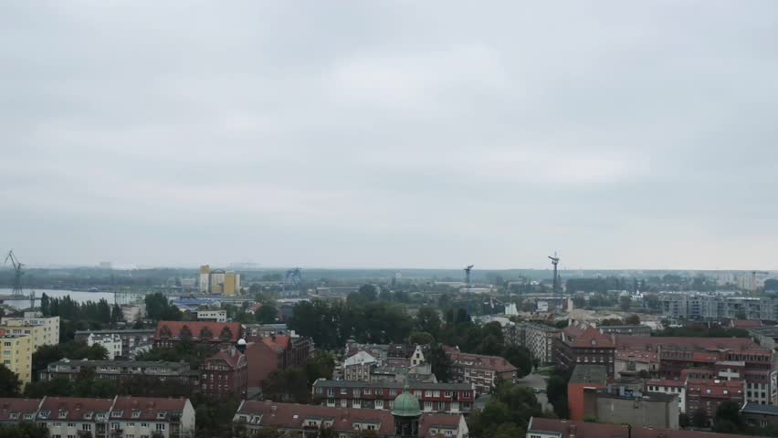 Gdansk bird-eye view. Gdansk (Danzig) is a Polish city on the Baltic coast, capital of the Pomeranian Voivodeship, principal seaport in Poland and centre of country fourth-largest metropolitan area