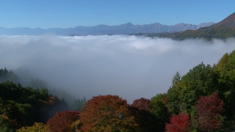 Autumn scenery mountains and clouds of Japan