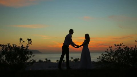 Silhouettes Of Wonderful Couple Holding Stock Footage Video 100 Royalty Free Shutterstock