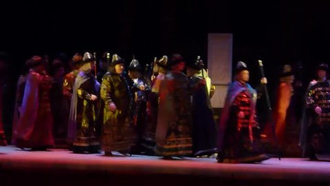 DNIPROPETROVSK, UKRAINE - MARCH 13, 2016: Prince Igor opera performed by members of the Dnipropetrovsk Opera and Ballet Theatre.