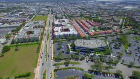 Aerial video of Downtown Doral developments Miami FL 4k