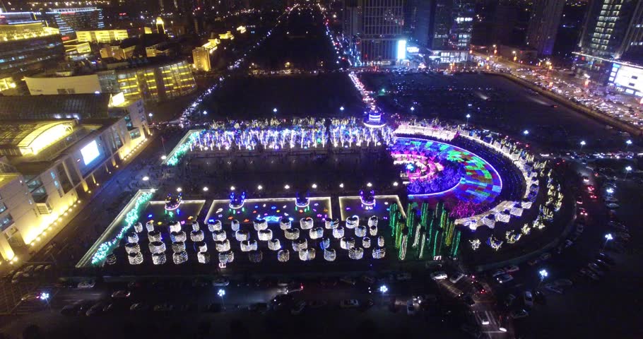 Aerial Sequence of Tianjin Chinese New Year Night Walk Festival