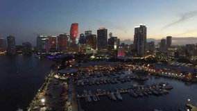 View Miami nightlife aerial video footage