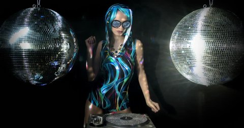 4k sexy cool woman posing and dancing in a in a disco setting