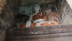 Stone Buddha in cave near Monywa, Myanmar