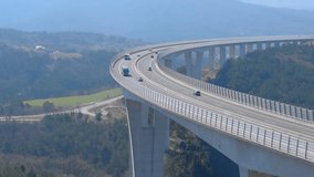 Slovenia, highway viaduct, transport on the bridge. 