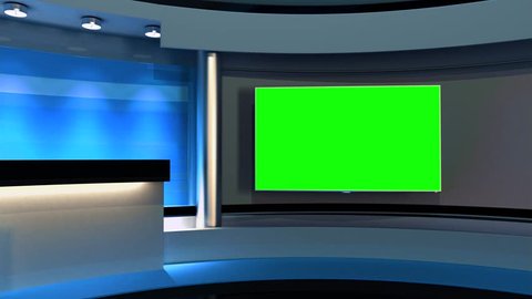 News Tv Studio Set Virtual Green Stock Footage Video (100% Royalty-free ...