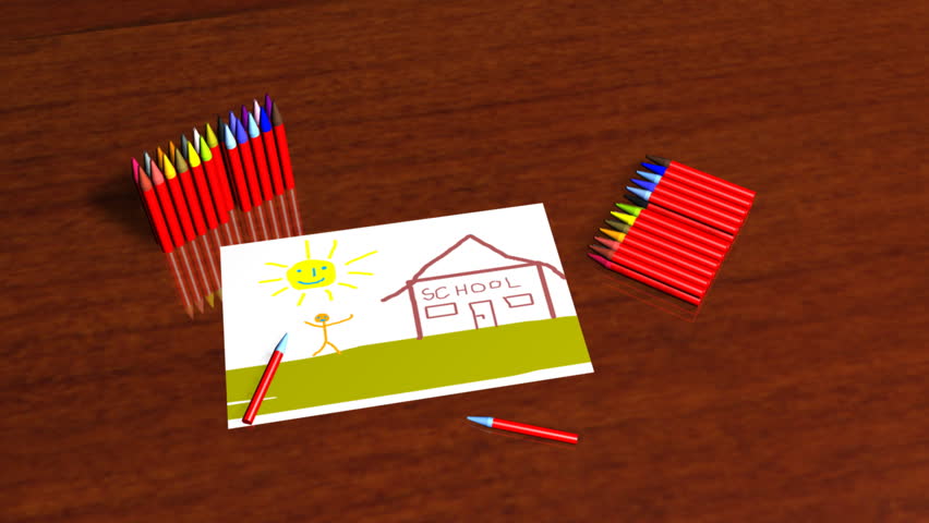 Animated Crayons and Child