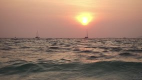Sunset to the sea at Mountain View beach  Lipe island Andaman sea Thailand