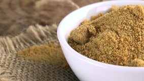 Portion of brown Coconut Sugar as not loopable 4K UHD footage