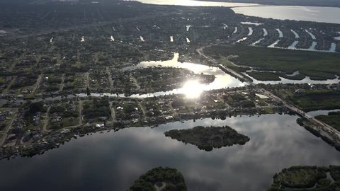 Port Charlotte Florida AERIAL, houses and canals.