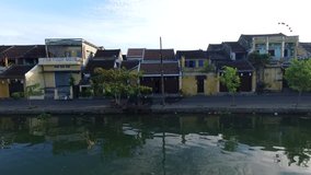 Aerial video above city of Hoi An in Vietnam.