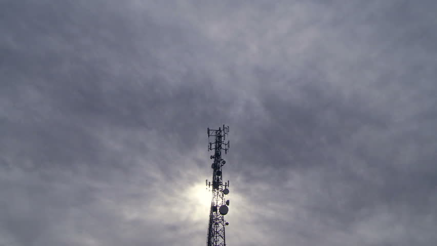 Communication Tower with clouds time lapse