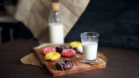 Doughnut served with a mini bottle of milk - Powered by Shutterstock - Get 15% off with code: PIKWIZARD15