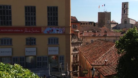 GRASSE, FRANCE - APRIL 10, 2014: View to the Fragonard perfume factory and old buildings of Grasse, France.