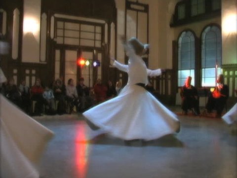 The Whirling Dervishes preform for the public in Istanbul.
