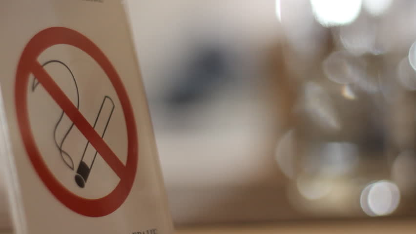 no smoking sign in a restaurant facility Royalty-Free Stock Footage #15405106