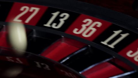Roulette wheel running, numbers, close up