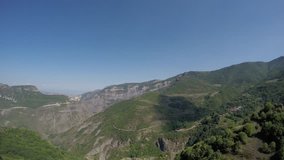 View to mountains from the Tatev Monastery, Armenia. Time-lapse 4K video