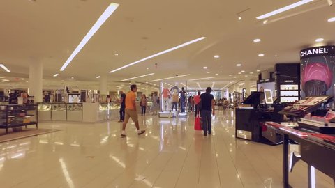 MIAMI - MARCH 20: Dadeland Mall is an upscale shopping mall opened in 1962 and located at 7535 N Kendall Dr shot with gimbal stabilized camera March 20, 2016 in Miami FL, USA