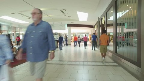 MIAMI - MARCH 20: Dadeland Mall is an upscale shopping mall opened in 1962 and located at 7535 N Kendall Dr shot with gimbal stabilized camera March 20, 2016 in Miami FL, USA