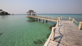 Video 1920x1080 Wooden pier on the beautiful tropical beach in island Koh Kood , Thailand