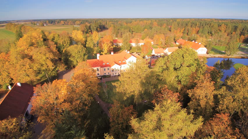 The view of the many manors in Lihula taken in an aerial shot seen the trees surrounding the manor one of the parts of the Lahemaa Park