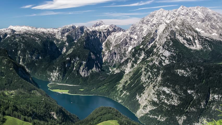 Konigssee with Berchtesgaden Mountains Time-lapse in Austria