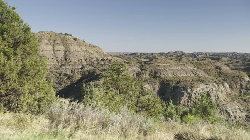 Sign that says Badlands Overlook at  Theodore Roosevelt National Park, North Dakota. 4K.