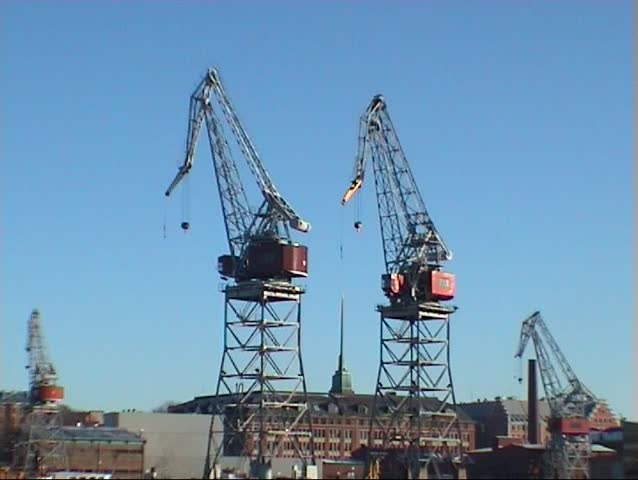 Cranes and a church