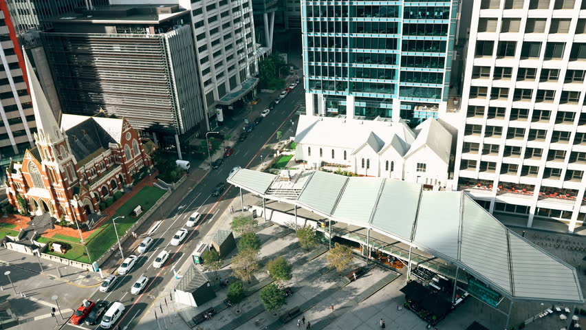 Albert Street Uniting Church From Top Museum of Brisbane 4K