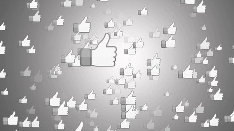 SAN FRANCISCO, USA - April 1, 2016: "Facebook Like Button" From Bright White Surface. Facebook is The Most Popular Online Social Networking Service in the World. Editorial Animation.
