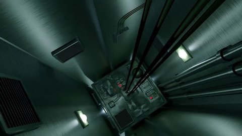 Elevator shaft lift shaft bunker vault safe nuclear machinery 4k