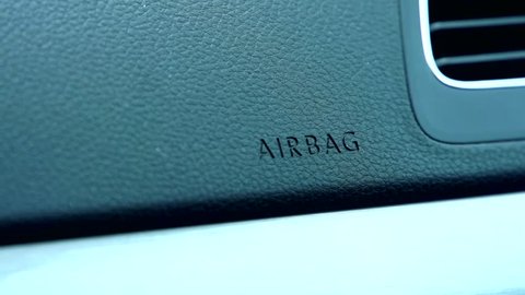 Slowmotion view on airbag system in car.